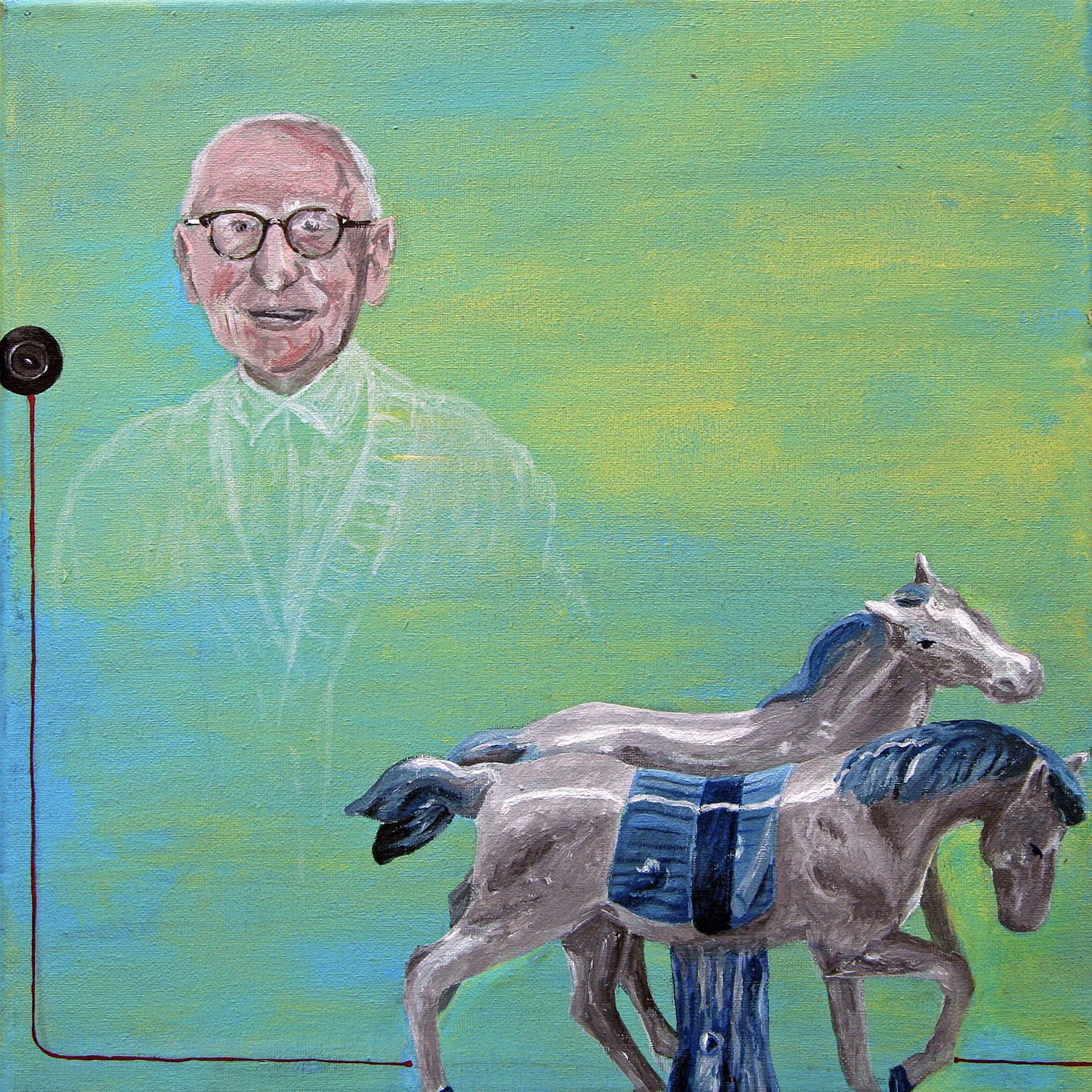 Opa und Pferde, 2007, Acryl auf Leinwand, 30x30 cm